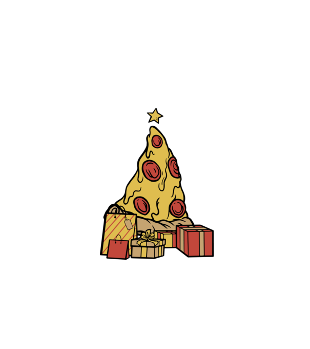 Pizza pom de Crăciun model albastru închis pe tricou