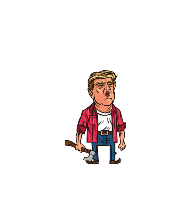 Trump tăietor de lemne model alb pe tricou