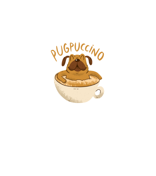 Pugpuccino Capuccino cu Mops model negru pe tricou
