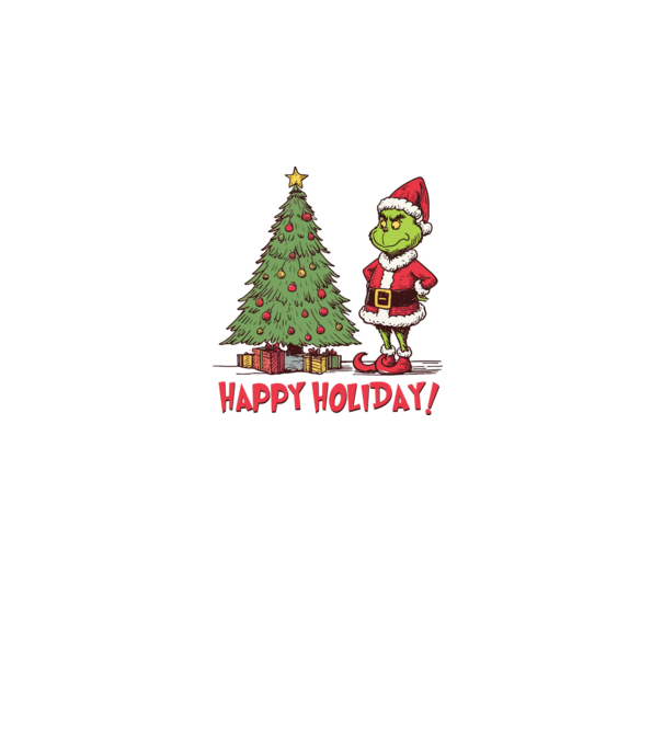 Happy Holiday Grinch model albastru închis pe tricou