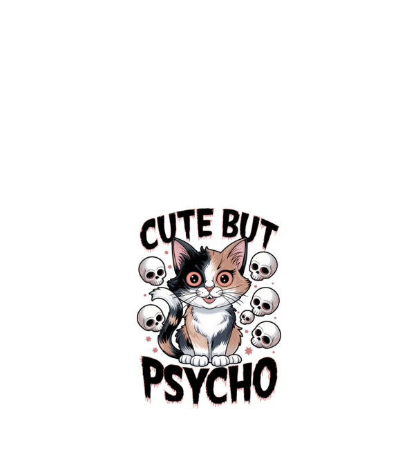 Cute, but Psycho pisică Alb model alb pe tricou