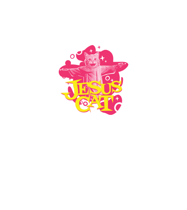 Jesus Cat model albastru închis pe tricou