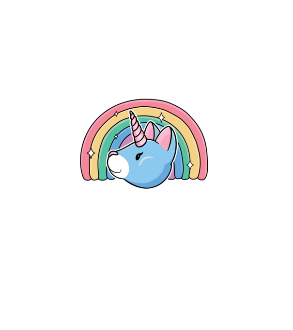Pisică Unicorn model turcoaz pe tricou