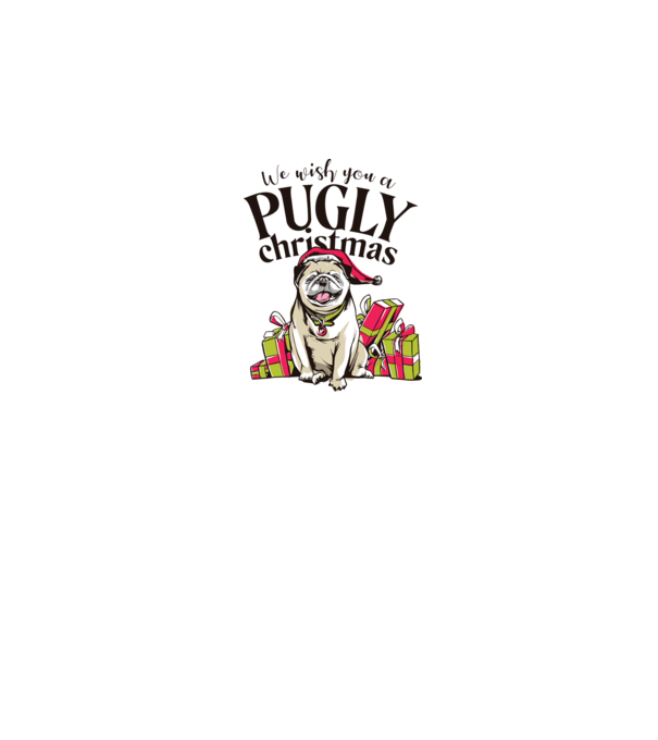 We wish You a Pugly Christmas tricou cu mops model roz pe tricou