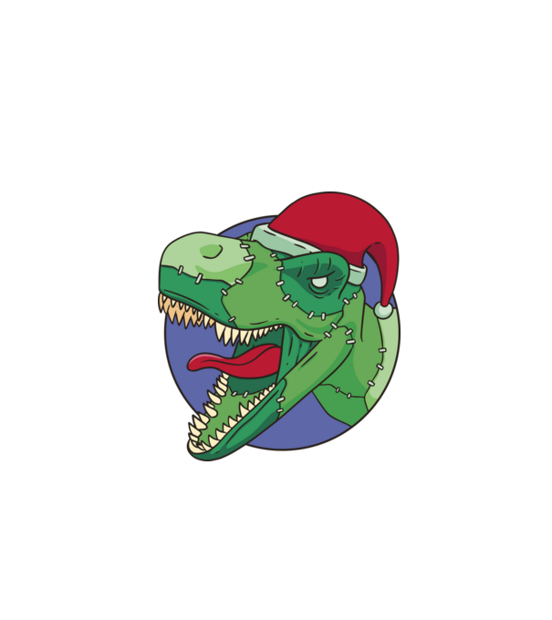 T-rex Santa model alb pe tricou