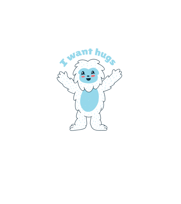 Vreau o îmbrățișare Yeti drăguț model negru pe tricou