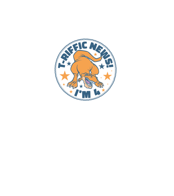 'T-rex Terrific news i''m 4' model turcoaz pe tricou