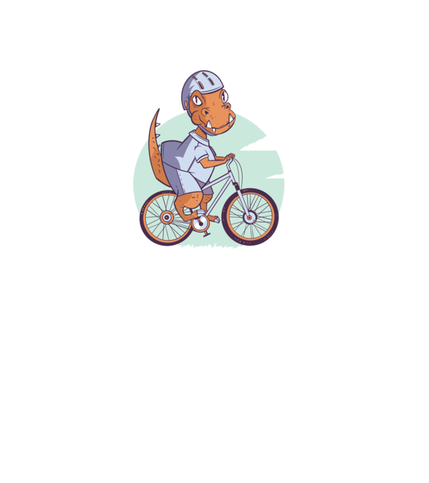 Dinozaur de T-Rex cu bicicletă model albastru deschis pe tricou