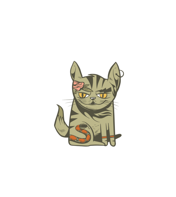 Pisoi tatuat model alb pe tricou