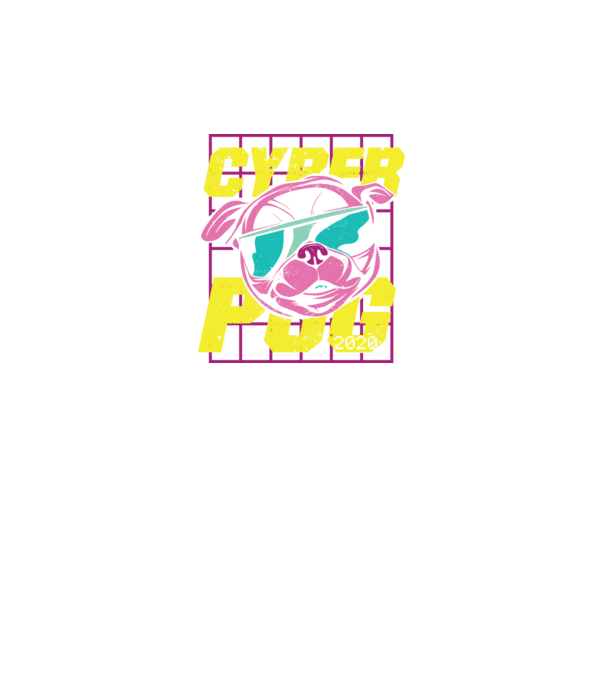 Mops Cyber Pug model gri pe tricou