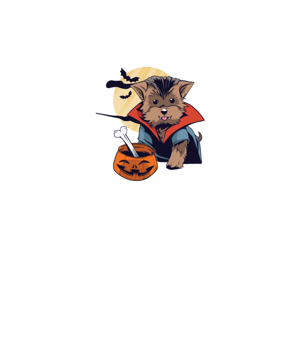 Vampir Yorkie Halloween model gri pe tricou