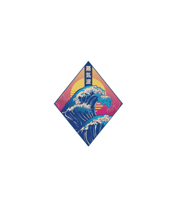 Vaporwave Val model alb pe tricou
