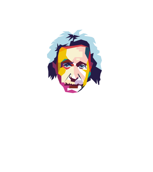 Einstein abstract model alb pe tricou