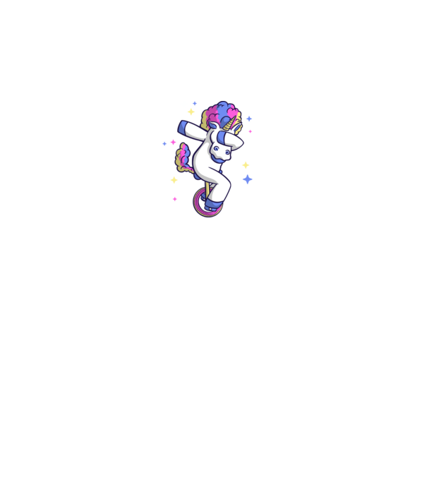 Unicorn pe monociclu model negru pe tricou