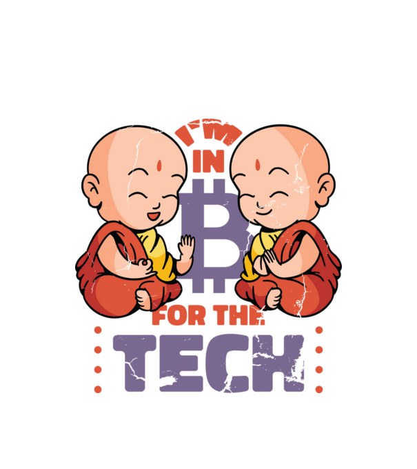 Călugări Buddha Bitcoin model alb pe tricou