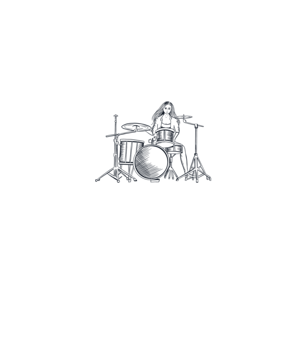 Fată Bateristă model alb pe tricou