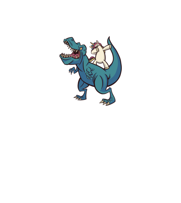 Unicorn DAB T-rex model gri pe tricou