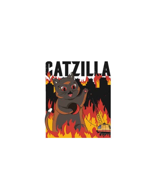 Anime Catzilla model alb pe tricou