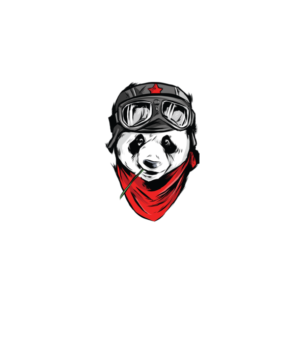 Panda Gerilla model negru pe tricou