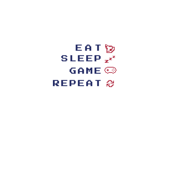 Eat Sleep Game Repeat model alb pe tricou