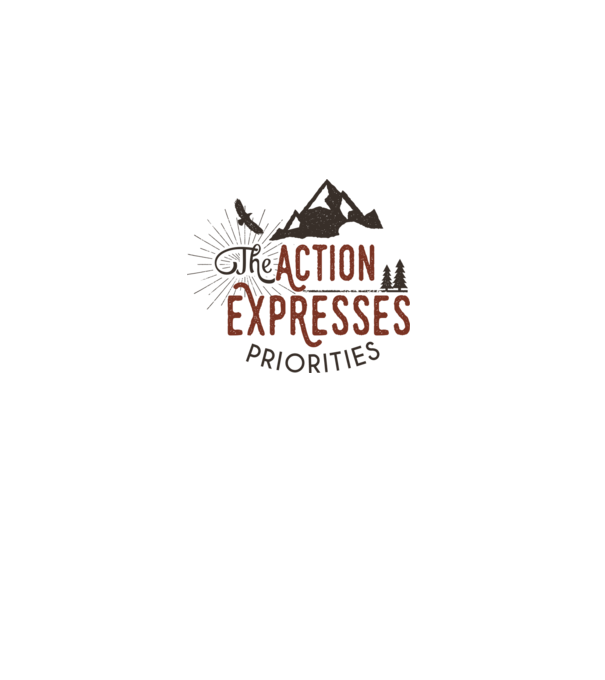 The action expresses priorities model alb pe tricou