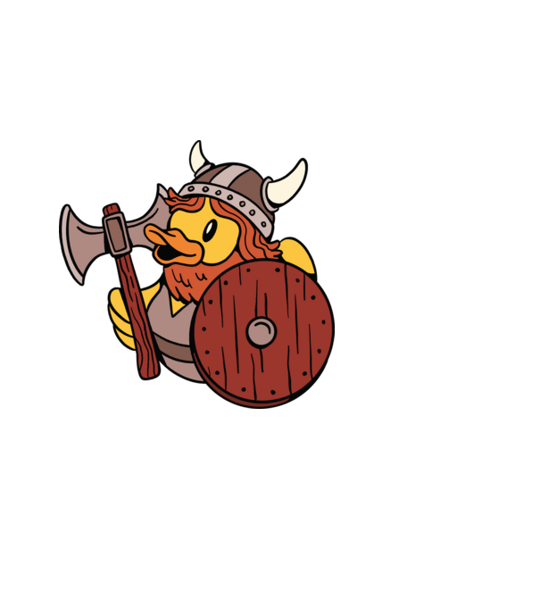 Rățușcă de cauciuc Viking model albastru deschis pe tricou