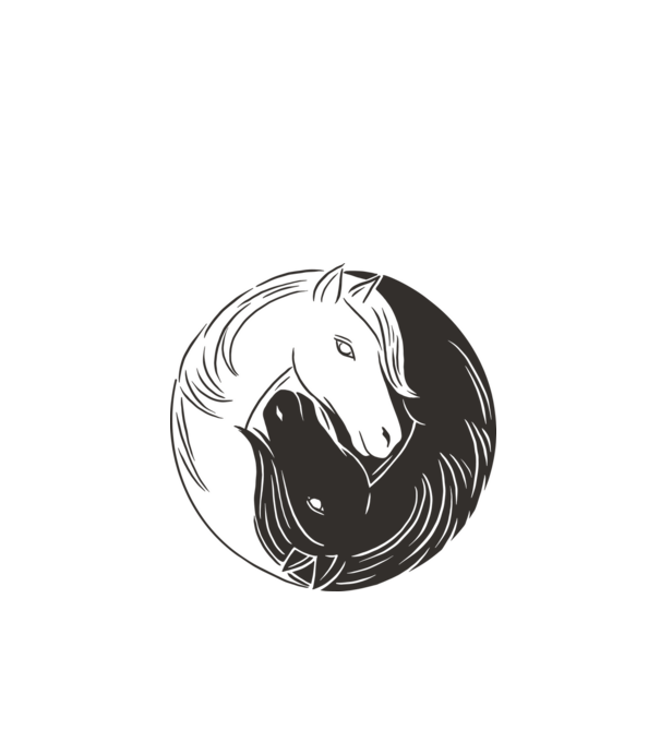 Călăreț Yin Yang model alb pe tricou