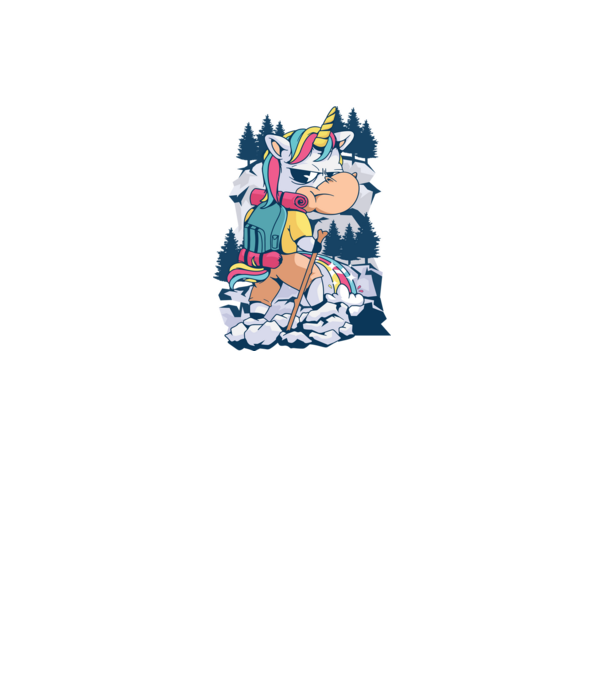Unicorn excursionist pipi model alb pe tricou