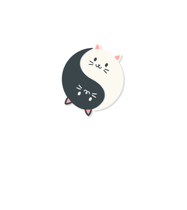 Pisicuțe Yin Yang model alb pe tricou