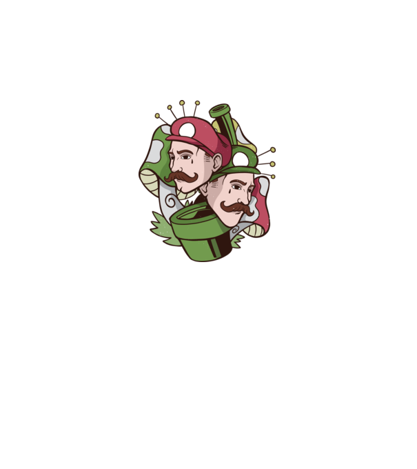 Mario și Luigi model alb pe tricou