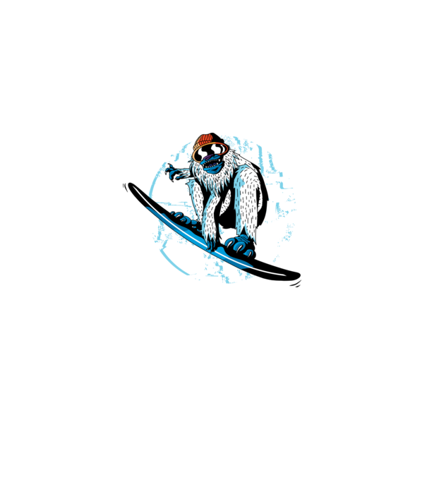 Yeti Snowboarder model alb pe tricou