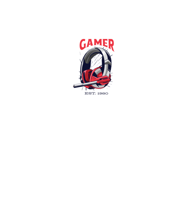 Gamer est. 1980 model alb pe tricou