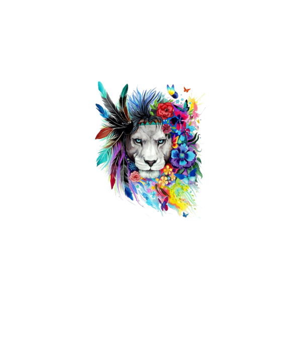 lion color jungle model alb pe tricou