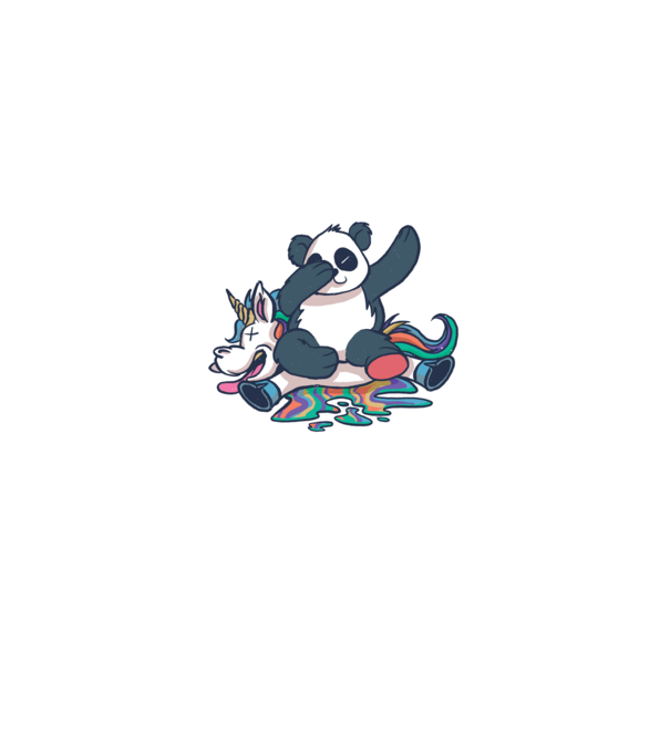 Panda DAB Unicorn model alb pe tricou