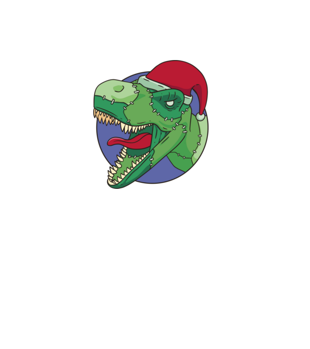 T-rex Santa model alb pe tricou