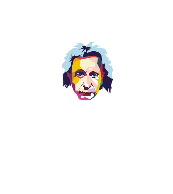 Einstein abstract model alb pe tricou