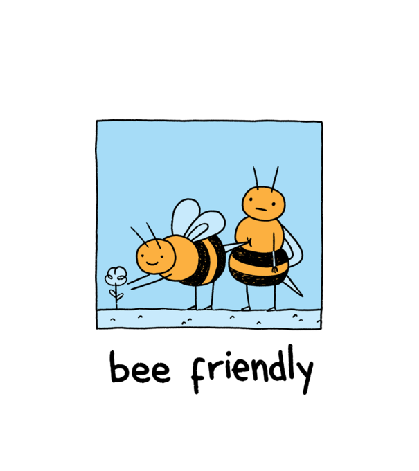 Bee friendly model alb pe tricou