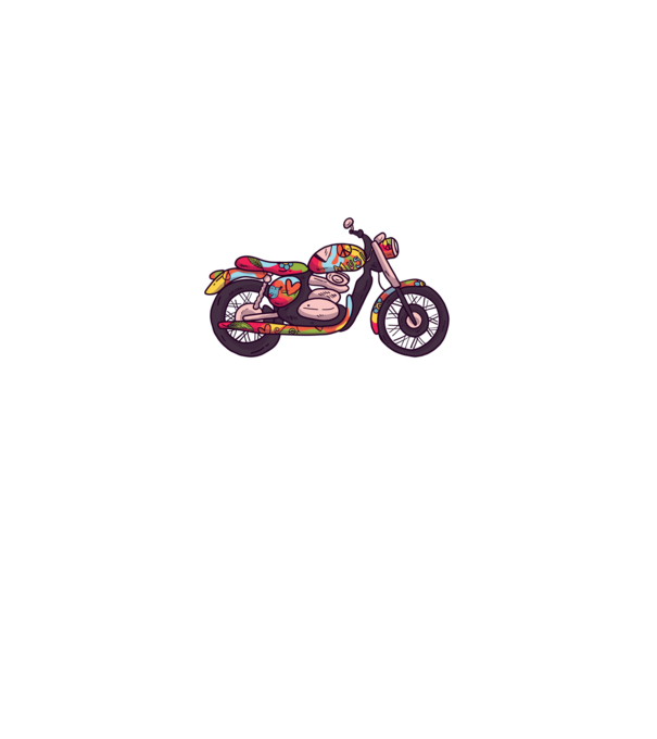 Motociclist Hippi model negru pe tricou