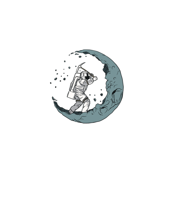 Astronaut pe Lună model negru pe tricou