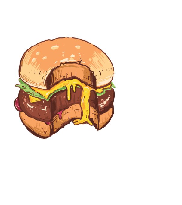 Hamburger model alb pe tricou