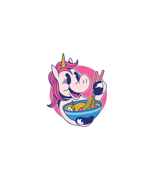Unicorn Ramen model negru pe tricou