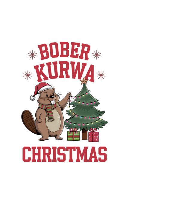 Bober Kurwa Christmas 3 model alb pe tricou