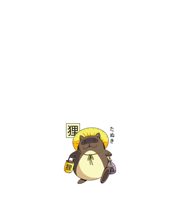 Tanuki Yokai model alb pe tricou