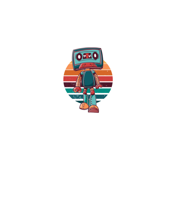 Robot Casetă retro model alb pe tricou