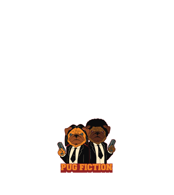 Pug Fiction Pugs Mops Pulp Fiction parodie model negru pe tricou