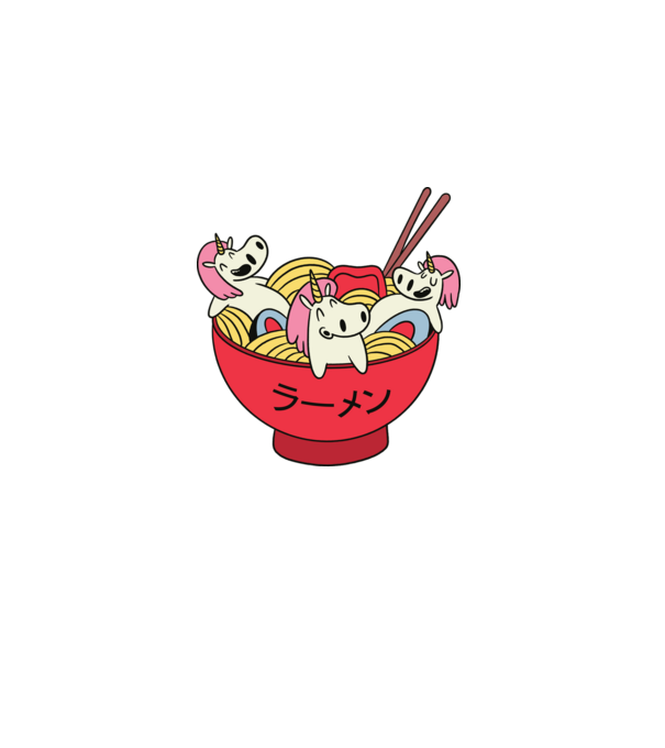 Unicorn Ramen model gri pe tricou