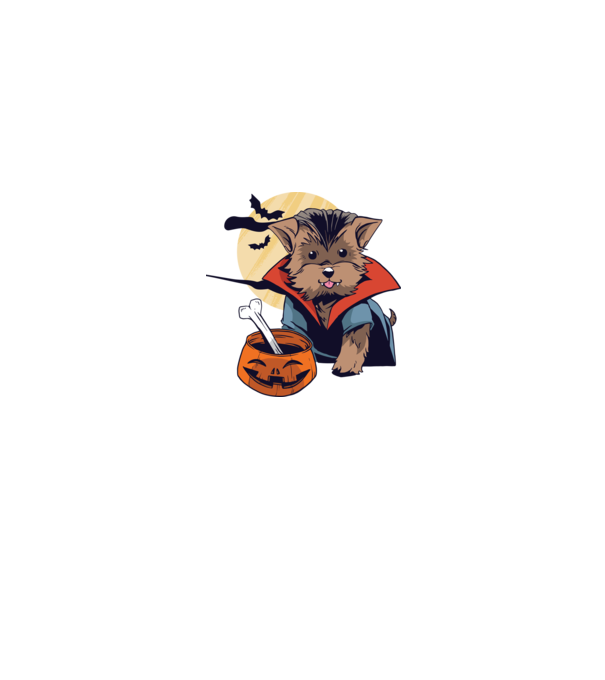 Vampir Yorkie Halloween model turcoaz pe tricou