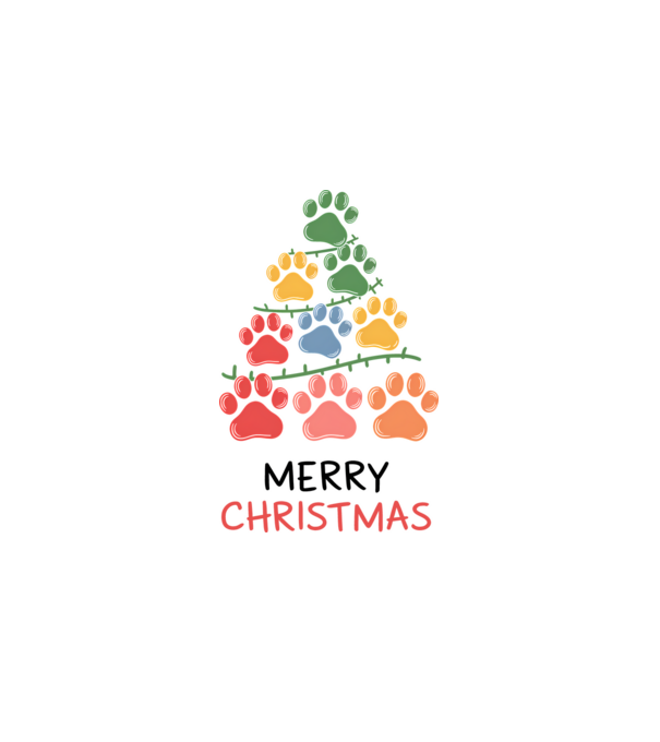 Merry Christmas Paws Alb model alb pe tricou