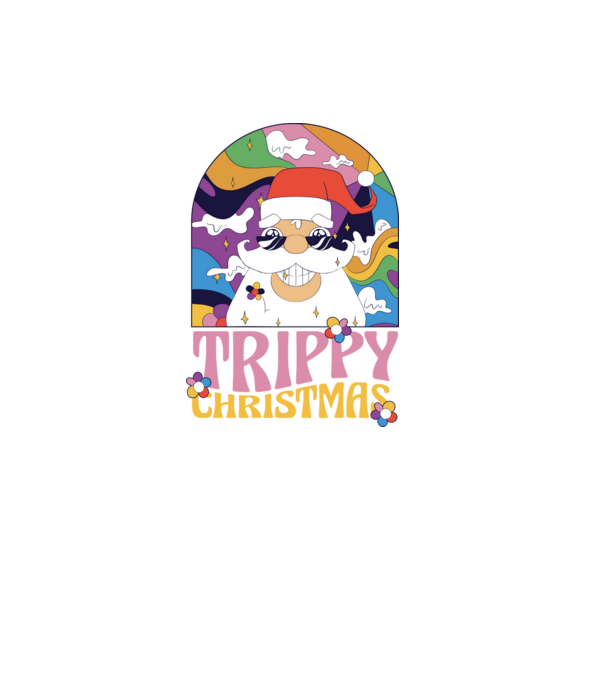 Trippy Christmas model negru pe tricou
