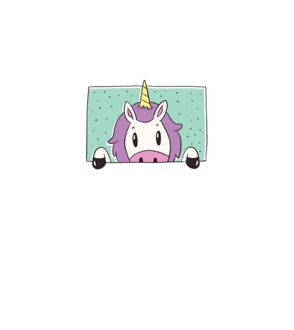 Unicorn curios model alb pe tricou